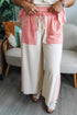 Patchwork Wide Leg Drawstring Two Piece Pant Set