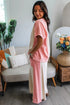 Patchwork Wide Leg Drawstring Two Piece Pant Set