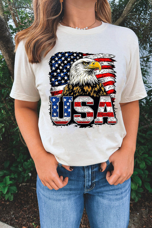 Patriotic American Eagle And Flag USA Graphic Short Sleeve Tee