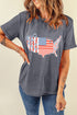 Patriotic American Flag Map Bow Graphic Summer Celebration Tee Shirt