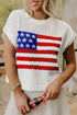 Patriotic Americana Flag Graphic Knit Short Sleeve Sweater