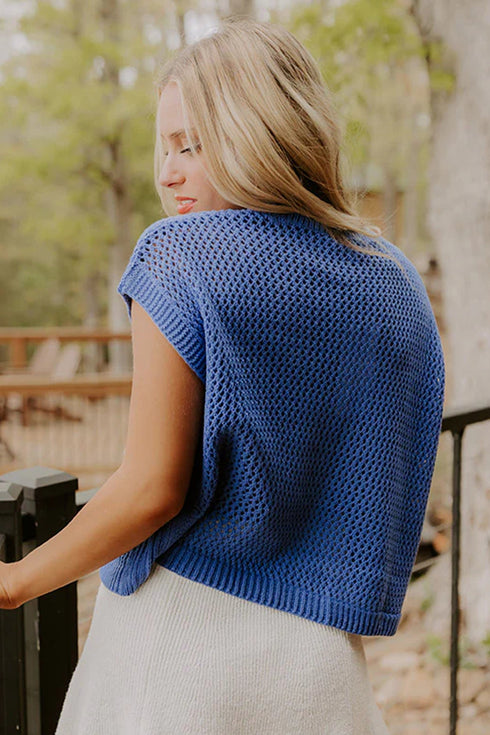 Patriotic Americana Flag Graphic Knit Short Sleeve Sweater