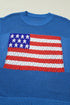 Patriotic Americana Flag Graphic Knit Short Sleeve Sweater