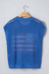 Patriotic Americana Flag Graphic Knit Short Sleeve Sweater