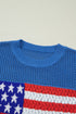 Patriotic Americana Flag Graphic Knit Short Sleeve Sweater
