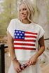 Patriotic Americana Flag Graphic Knit Short Sleeve Sweater
