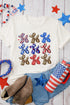 Patriotic Balloon Dog Leopard Print Graphic Tee Shirt