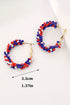 Patriotic Beaded Star And Stripe Pattern Hoop Earrings