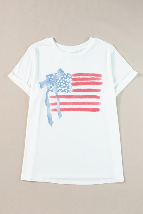 Patriotic Bow American Flag Plus Size Graphic Tee