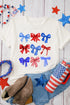 Patriotic Bow Graphic Print Crewneck Short Sleeve Tee