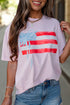 Patriotic Bow Graphic Print Crewneck Short Sleeve Tee