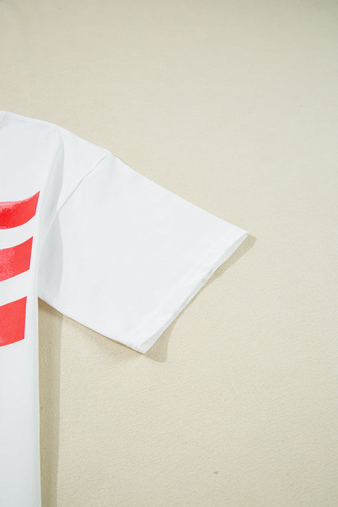 Patriotic Bow Graphic Print Crewneck Short Sleeve Tee