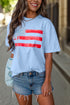 Patriotic Bow Graphic Print Crewneck Short Sleeve Tee