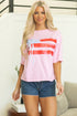 Patriotic Bow Graphic Print Crewneck Short Sleeve Tee