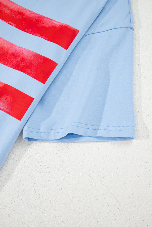 Patriotic Bow Graphic Print Crewneck Short Sleeve Tee