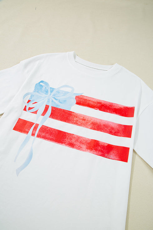 Patriotic Bow Graphic Print Crewneck Short Sleeve Tee