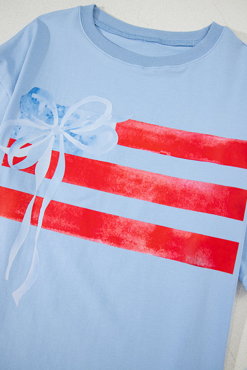 Patriotic Bow Graphic Print Crewneck Short Sleeve Tee