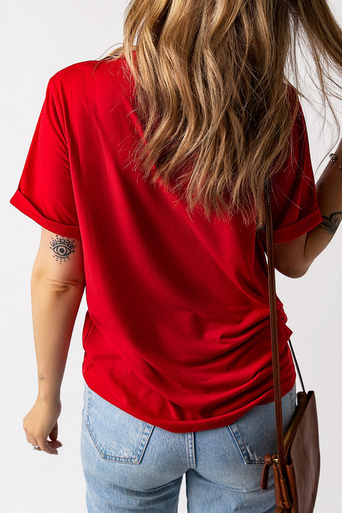 Patriotic Bow Graphic Print Short Sleeve Cotton Blend Tee