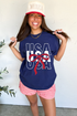 Patriotic Bow Graphic Print Short Sleeve Cotton Blend Tee