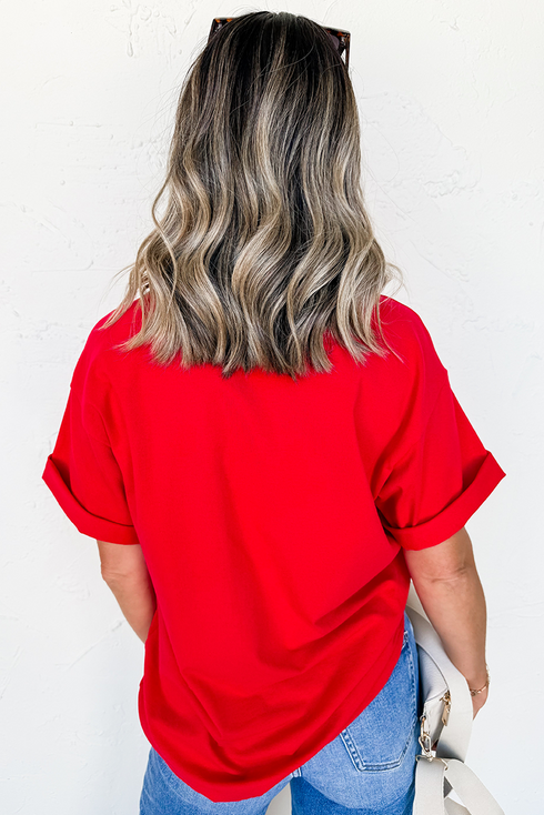 Patriotic Bow Graphic Print Short Sleeve Cotton Blend Tee