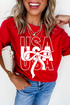 Patriotic Bow Graphic Print Short Sleeve Cotton Blend Tee