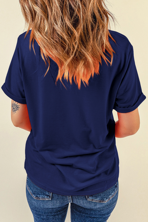 Patriotic Bow Graphic Print Short Sleeve Cotton Blend Tee