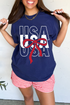 Patriotic Bow Graphic Print Short Sleeve Cotton Blend Tee