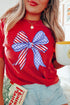Patriotic Bow Print Crew Neck Soft Stretch T Shirt