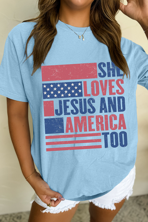 Patriotic Faith Graphic Print Short Sleeve Tee