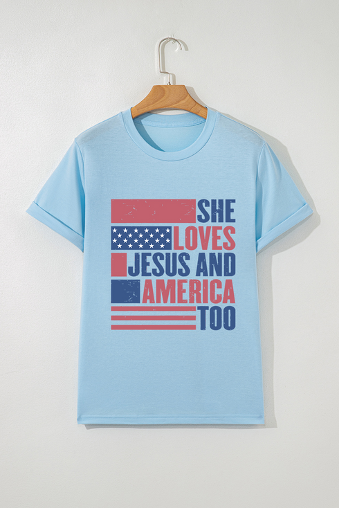Patriotic Faith Graphic Print Short Sleeve Tee