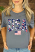 Patriotic Flag Graphic Crew Neck Jersey Tee