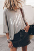 Patriotic Flag Print Loose Fit Three Quarter Sleeve Tee