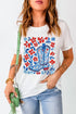 Patriotic Floral Boots Western Graphic Summer Tee