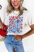 Patriotic Floral Boots Western Graphic Summer Tee