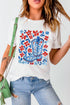Patriotic Floral Boots Western Graphic Summer Tee