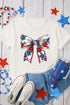 Patriotic Floral Bow All American Summer Graphic Crewneck Tee