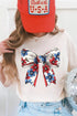 Patriotic Floral Bow All American Summer Graphic Crewneck Tee