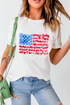 Patriotic Floral Flag Graphic Short Sleeve Tee