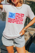 Patriotic Floral Flag Graphic Short Sleeve Tee