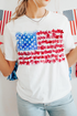 Patriotic Floral Flag Graphic Short Sleeve Tee