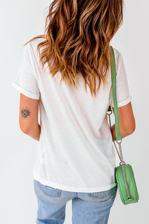Patriotic Floral Flag Graphic Short Sleeve Tee