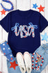Patriotic Floral USA Bow Graphic Summer Tee
