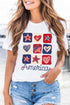 Patriotic Grid Of Hearts And Stars America Graphic Tee