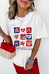 Patriotic Grid Of Hearts And Stars America Graphic Tee