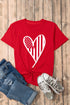 Patriotic Heart Graphic Crew Neck Short Sleeve Tee