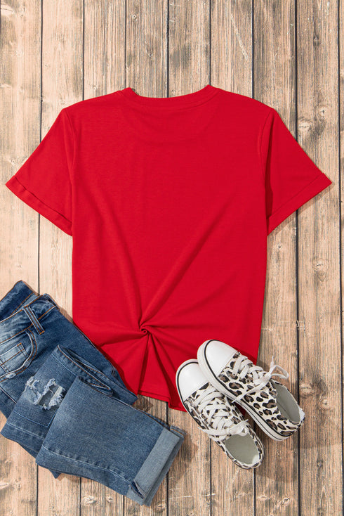 Patriotic Heart Graphic Crew Neck Short Sleeve Tee
