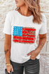 Patriotic Leopard Stripe American Flag Graphic Short Sleeve Tee