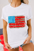 Patriotic Leopard Stripe American Flag Graphic Short Sleeve Tee