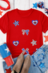 Patriotic Motif Sequin Patch Crew Neck Tee