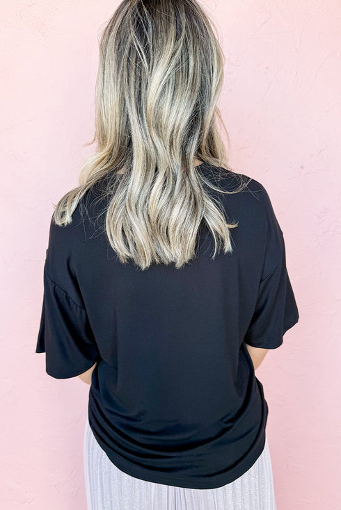 Patriotic Petals American Flag Floral Graphic Drop Shoulder Tee